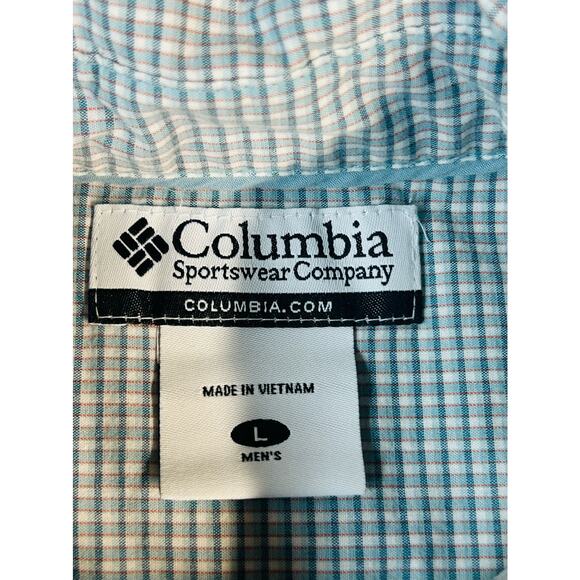 Columbia Men’s Large Button Down Dress Shirt,‎ Short Sleeve, Check Pattern - Picture 2 of 10